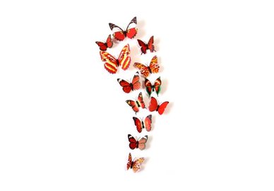Dekoratívne motýliky na stenu 2 kusy - farba červená