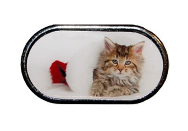 Púzdro so zrkadielkom Vianočný motív - Mačiatko ležiace v kulichu