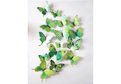 Dekoratívne motýle na stenu 3 kusy - farba zelená